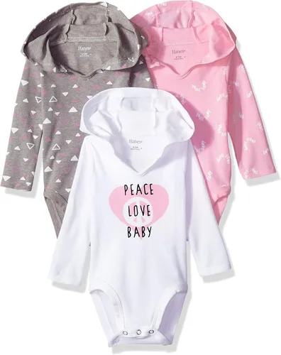 Vista 17 de Hanes Body de manga larga para bebé, sudadera con capucha para niños y niñas, paquete de 3