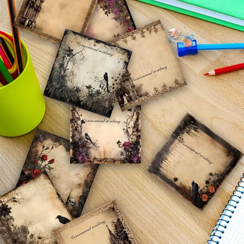 Vista 5 de 9 Piezas de Notas Adhesivas de Estilo Gótico, Blocs de Notas de Diseño Gótico, Notas Adhesivas de Estilo Gótico para Escuela, Oficina, Suministros