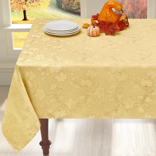 Vista 11 de misaya Mantel rectangular de Acción de Gracias, mantel de otoño jacquard impermeable, mantel de tela de damasco para decoración de cosecha