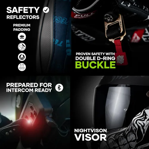 Vista 3 de HAX Casco de motocicleta de cara completa para hombres y mujeres adultos, certificado DOT y ECE 22.06, casco de motocross de ventilación avanzada