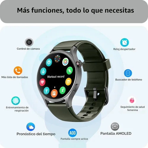 Vista 7 de Reloj inteligente para hombres y mujeres, responder/hacer llamadas, rastreadores de actividad con pantalla ultra clara AMOLED con monitor