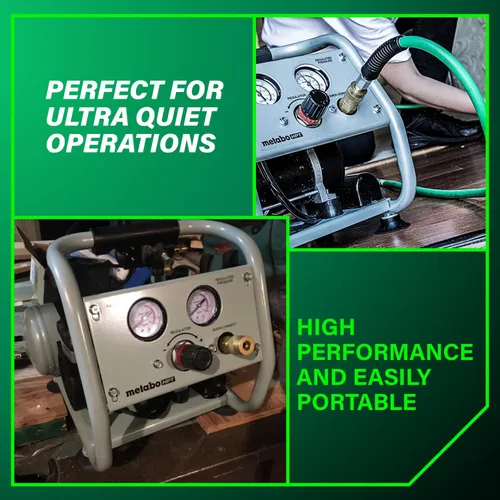 Vista 19 de Metabo HPT Compresor de aire silencioso, compresor de aire portátil sin aceite de 1 galón, funcionamiento ultrasilencioso a 59 dB, acoplador rápido