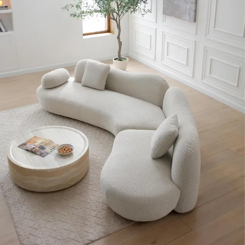 Vista 13 de Sofá Seccional Curvo de 106 pulgadas Sofá de Esponja con Chaise Lounge para Sala de Estar, Sofá Seccional Moderno en Forma de L, Sin Estructura