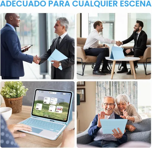 Vista 7 de LAMA Funda con Teclado Touchpad para iPad (A16) 11ª generación 2025/10ª generación 2022, funda tipo folio con soporte para lápiz, trackpad