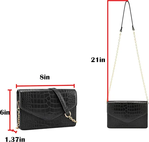 Vista 2 de Ayliss Bolso cruzado pequeño para mujer, bolso de mano clásico de cocodrilo, bolso de hombro con cadena de piel sintética, bolso de noche