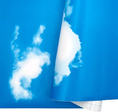 Vista 13 de Yifely Blue Sky White Clound - Papel tapiz de vinilo autoadhesivo para dormitorio, sala de estar, 17 x 118 pulgadas