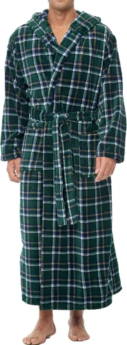 Vista 20 de Alexander Del Rossa Bata de baño de vellón afelpado suave, con capucha, para hombre, bata larga y cálida Verde militar