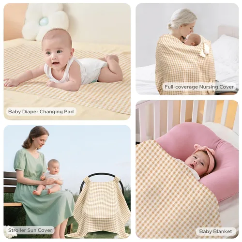 Vista 7 de Fundas de asiento de automóvil 100% muselina de algodón para bebés, funda universal para asiento de automóvil de bebé, cubierta de asiento