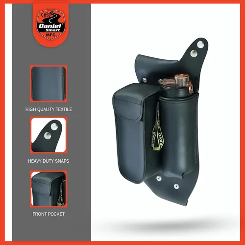 Vista 4 de Daniel Smart - Bolsa de cuero para motocicleta con barra de choque, lado derecho, bolsa para sillín, con soporte para botella de agua y cierre