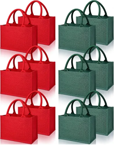 Vista 17 de 12 Piezas Bolsas de Arpillera Mini Bolsas de Yute Reutilizables con Asas Pequeña Lona en Blanco Regalo Impermeable para Boda Playa Bricolaje