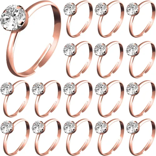 Vista 8 de Whaline 72 anillos de diamantes para despedida de soltera, anillos de compromiso ajustables para decoración de mesa de boda, juego de despedida