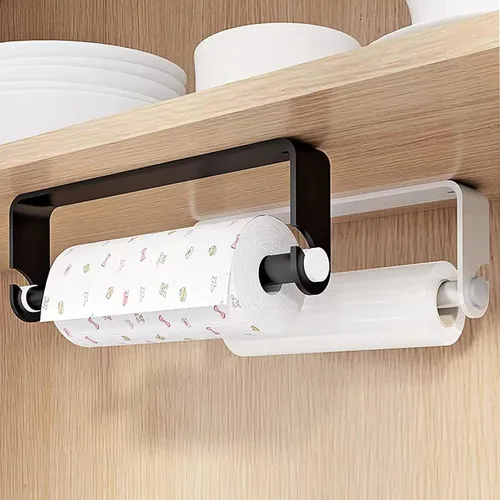 Vista 4 de Aheucndg Soporte para toallas de papel para debajo del gabinete, soporte autoadhesivo para toallas de papel de montaje en pared para cocina o baño