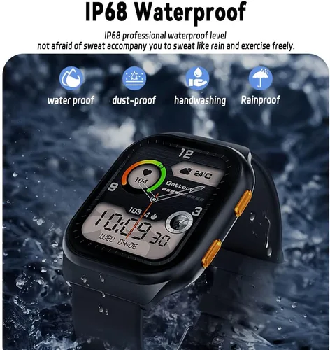 Vista 6 de Relojes inteligentes para hombres, reloj inteligente de seguimiento de actividad física para teléfonos Android/compatible con iPhone, reloj AMOLED