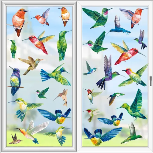 Vista 7 de 37 adhesivos anticolisión para ventanas, salva a los pájaros de golpes de ventanas, advierte a los pájaros, color blanco
