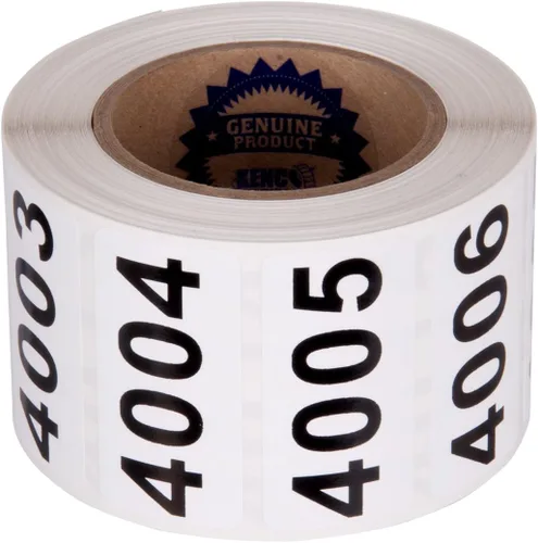 Vista 12 de Kenco - Etiquetas numeradas consecutivamente, vinilo duradero, autoadhesivas, medidas: 2 x 1 pulgada (rollo 001-500)
