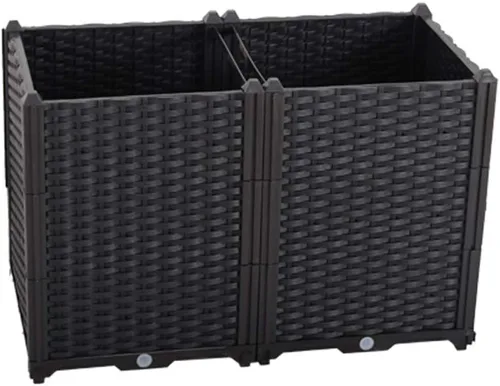Vista 9 de BAOYOUNI - Juego de jardinera cuadrada para interiores o exteriores, maceta de plástico, caja de cultivo para verduras frescas, hierbas, flores