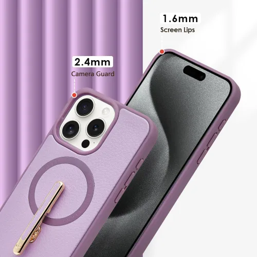 Vista 9 de CUSTYPE Funda para iPhone 13 Pro Max de 6.7 pulgadas con soporte, funda de cuero delgada con soporte de 2 vías, compatible con MagSafe, funda