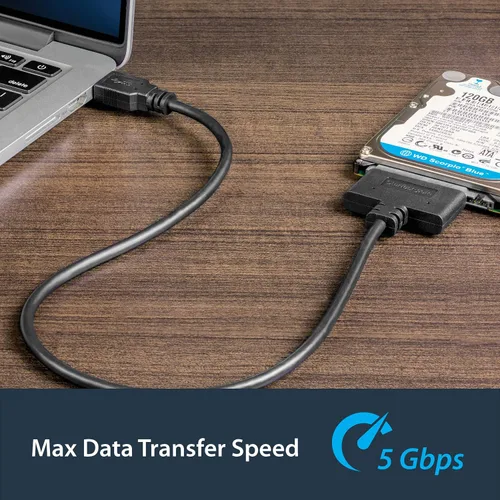 Vista 4 de StarTech - Adaptador SATA a USB, USB de 5 Gbps a 2.5 pulgadas, lector de disco duro SATA III, cable adaptador HDD SSD a USB-A para portátiles