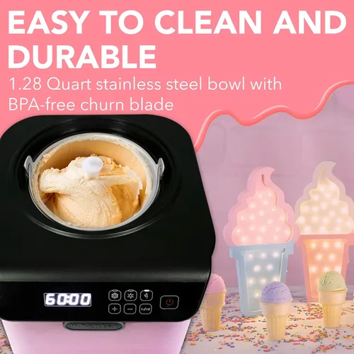 Vista 5 de Whynter Máquina automática vertical para helados, 1.28 cuartos de galón Negro/Rosa