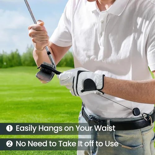 Vista 6 de POIKSHARK Golf Club Brush and Club Groove Cleaner with Retractable Zip-line and Aluminum Carabiner Cleaning Tools
