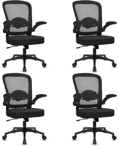 Vista 25 de Sillas de escritorio de oficina con ruedas, silla ergonómica de malla con soporte lumbar de altura ajustable, silla giratoria para computadora