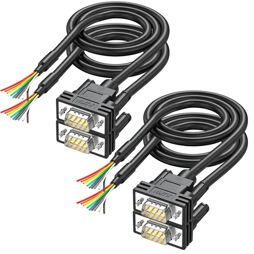 Vista 16 de Paquete de 4 conectores DB9 a extremo de cable desnudo D-SUB de 9 pines RS232 Serial Cable de extensión doble blindado, hembra a cables de 9