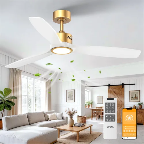 Vista 35 de OPONL Ventilador de techo de 52 pulgadas con luz y control remoto Negro