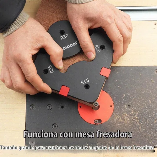 Vista 5 de TOOLCOOL Router Corner Radius Template Router Radius Jig Aleación de aluminio Esquina Guía de enrutamiento Conjunto Uso con enrutador de mesa