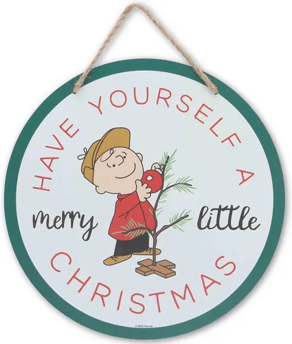Vista 9 de Peanuts Snoopy Corona de copos de nieve colgante de madera para decoración de pared - Rústico signo navideño de Peanuts para decorar el hogar