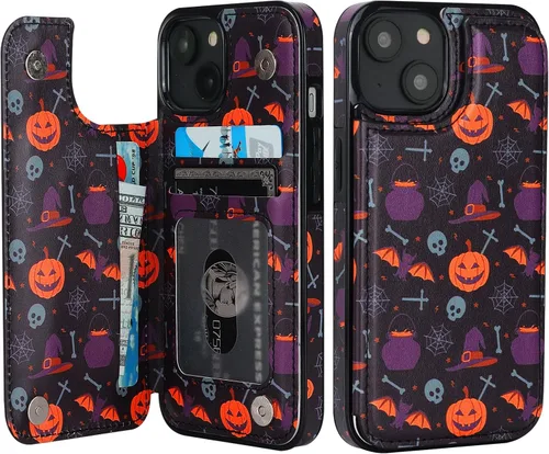 Vista 49 de HAOPINSH Funda tipo cartera con tarjetero para iPhone 14/13, diseño de Girasoles Bandera Americana