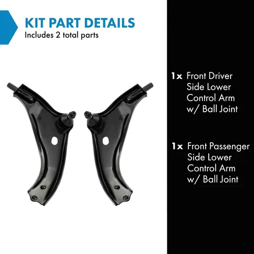 Vista 476 de Conjunto de Brazo de Control Inferior Delantero y Junta Esférica TRQ para Lado del Conductor y del Pasajero 2 Piezas Compatible con Ford Mustang GT
