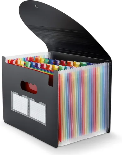 Vista 12 de Organizador de archivos de acordeón, paquete de 2 carpetas de archivos expandibles de 24 bolsillos, organizador mensual portátil de documentos