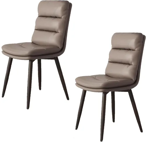 Vista 16 de Upholstered Dining Chairs Set of 4, Leather Kitchen Chair with Metal Legs, Dining Room Kitchen Chair with Back for Brown