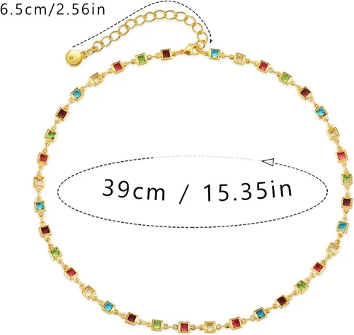Vista 2 de Gargantilla con cuentas para mujer, chapada en oro de 18 quilates, gargantilla delicada para mujer