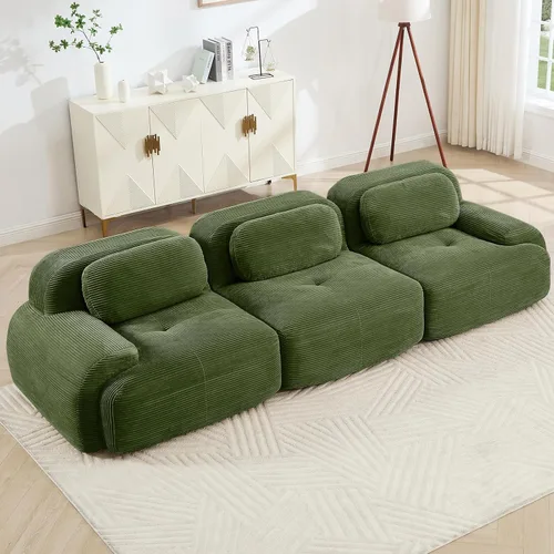 Vista 50 de Juego de sofás seccionales sin hueso de 117 pulgadas para sala de estar, modular en forma de L y sofá de 3 plazas con asiento profundo, almohadas