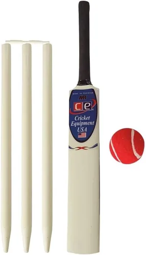 Vista 3 de Junior Cricket Bat Set Wooden Gift Size 4, 6 Includes Stumps Ball Bat Carrying Bag
