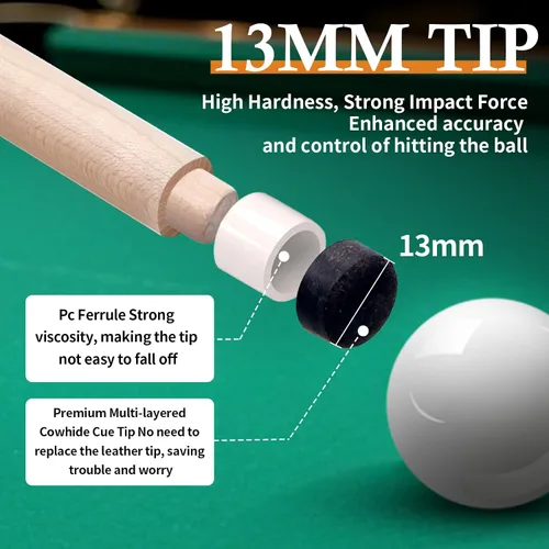 Vista 5 de Kmise 58 Inch FAS Canadian Maple Pool Cue Set