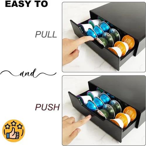 Vista 6 de Miuly Cajón de soporte K-Cup, cajón de cápsulas de café para Vertuoline Nespresso Vertuo, Dolce Gusto, K-Cup, soporte para paquete de cápsulas de 24
