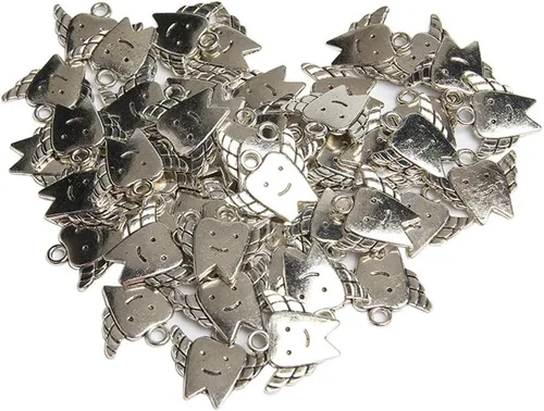 Vista 9 de Acxico 50 dijes de hadas tibetanos de plata para niños, 0.709 in, Plata