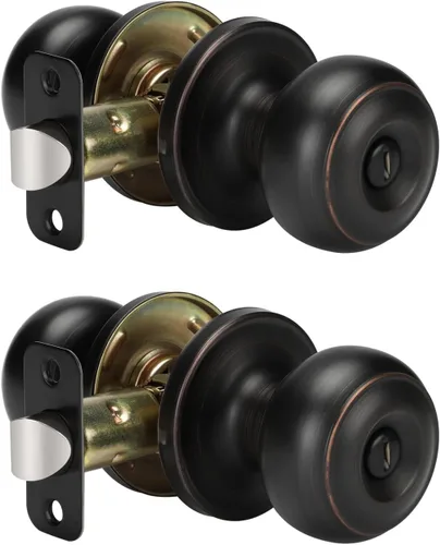 Vista 53 de Goldenwarm Pomos de puerta de paso de bronce champán, 1 paquete de pomos para puerta de armario interior, juego de perillas de puerta de paso