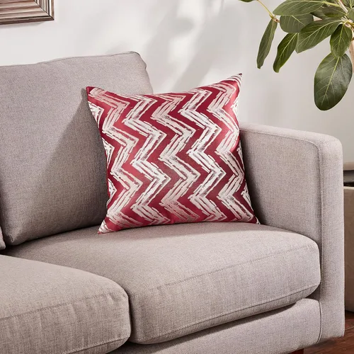 Vista 7 de Violet Linen Fantasy Modern Zig Zag Chevron - Almohada decorativa de poliéster jacquard, 18 x 18 pulgadas, color burdeos Borgoña