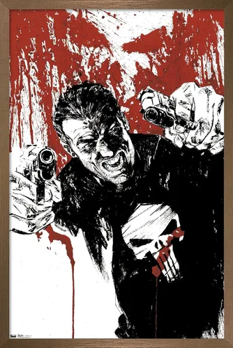 Vista 16 de Trends International Marvel Comics - Póster de pared de The Punisher - Pistols, 22.375 x 34 pulgadas, versión enmarcada de madera de granero
