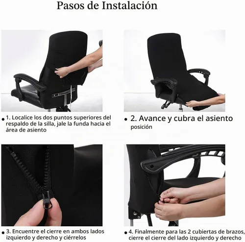 Vista 7 de Funda elástica para silla de oficina con cremallera, funda impresa para silla de computadora para silla con reposabrazos, universal, extraíble, de 1