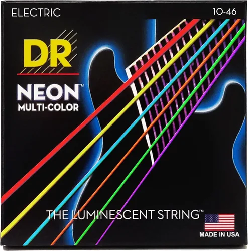Vista 27 de DR Strings NBE-9 - Cuerdas para guitarra eléctrica de color azul neón de alta definición, cuerda ligera, 9-42