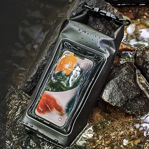 Vista 3 de Bolsa impermeable 2 en 1 para acampar al aire libre, playa, bolsa a prueba de arena, mochila impermeable para teléfono celular, accesorios