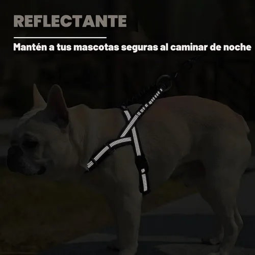 Vista 6 de PUPTECK Arnés sin tirones para perros grandes, chaleco arnés reflectante ajustable para mascotas con asa elástica, arnés a prueba de escape sin Negro