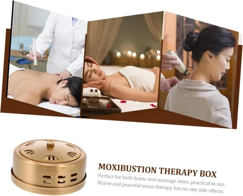 Vista 6 de KOMBIUDA Caja de moxa de cobre portátil, quemador de moxibustión, 1 herramienta de masajeador corporal retro para terapia de acupuntura y alivio