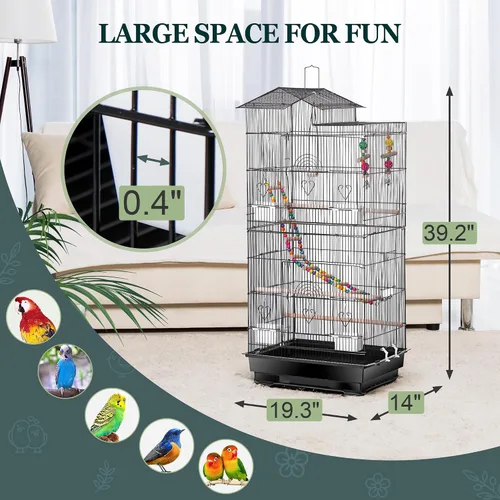 Vista 5 de ZENY Jaula grande de 39 pulgadas para pájaros de loro pequeño cuáquero, cacatúa, canario, sol, periquito, mejilla, pinzón, periquitos, periquitos
