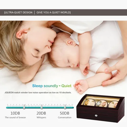 Vista 5 de JQUEEN Seis bobinadores automáticos de reloj con 7 espacios de almacenamiento adicionales, motores silenciosos Mabuchi
