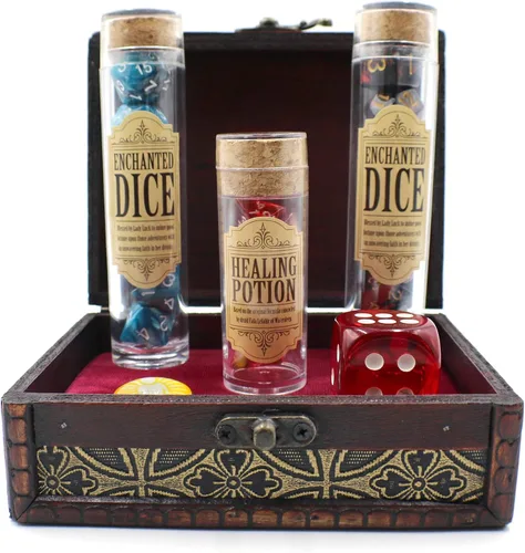 Vista 3 de D&D - Juego de dados poliédricos con caja de almacenamiento para juegos de rol